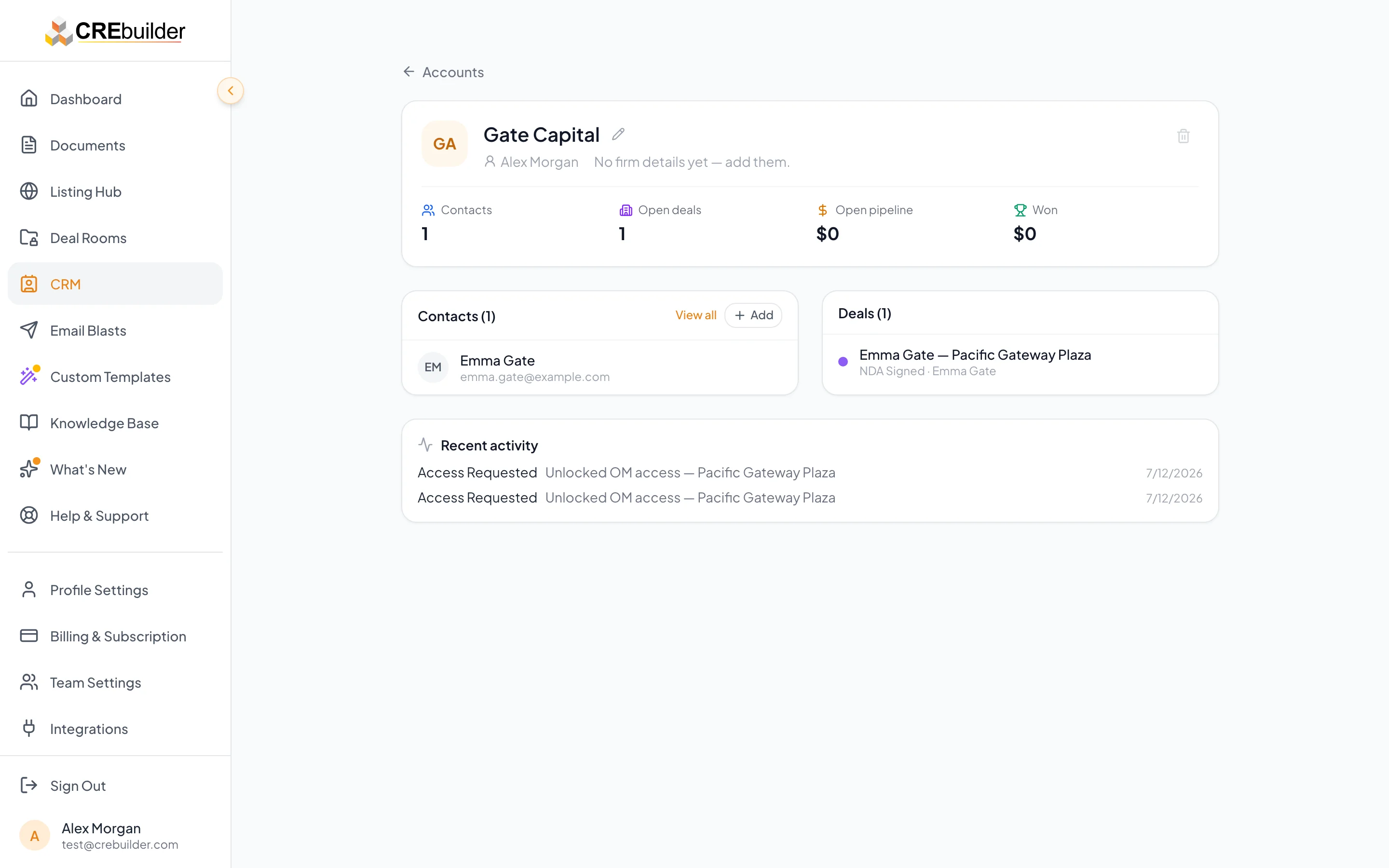 Account (firm) detail page