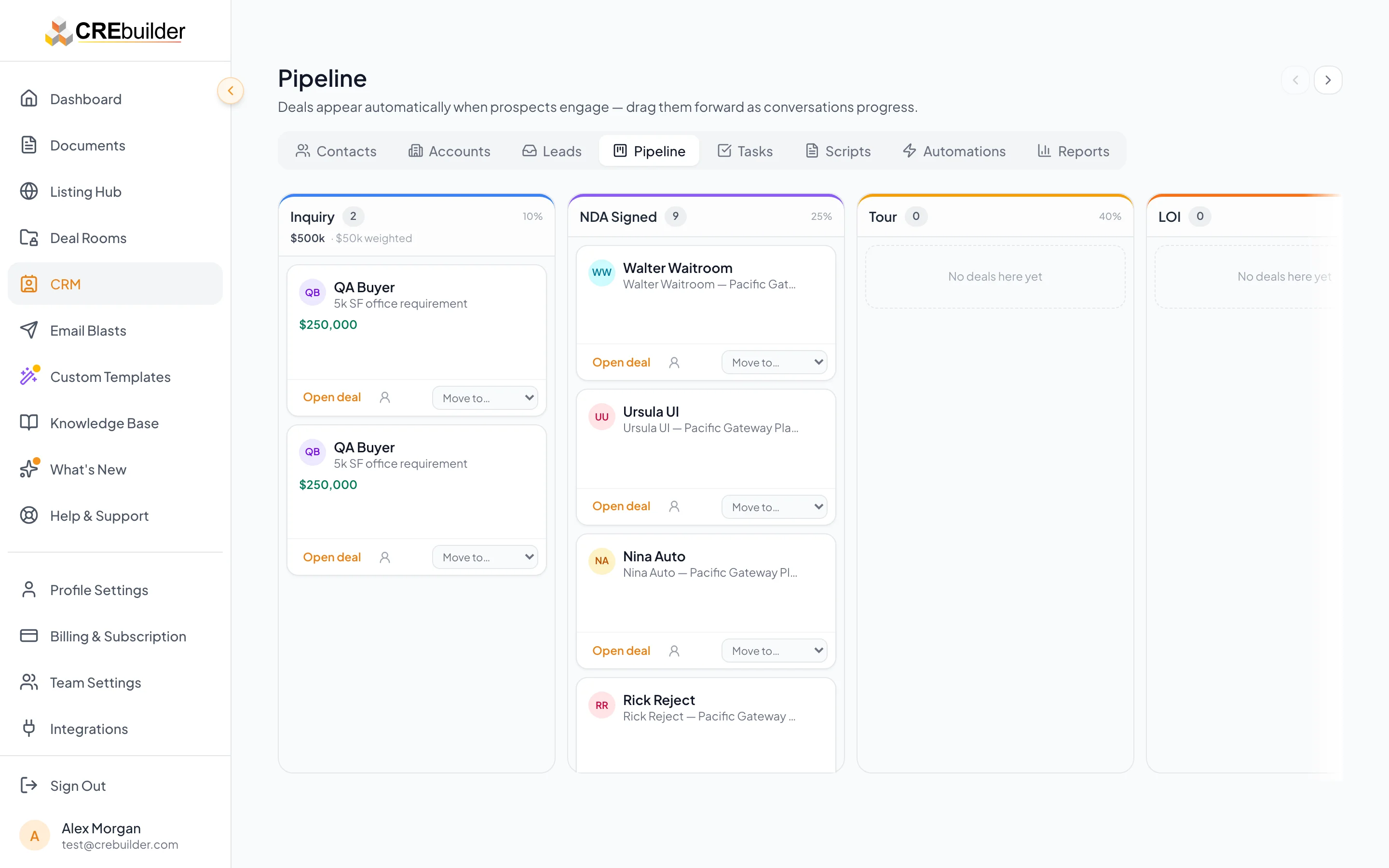 Deal pipeline board