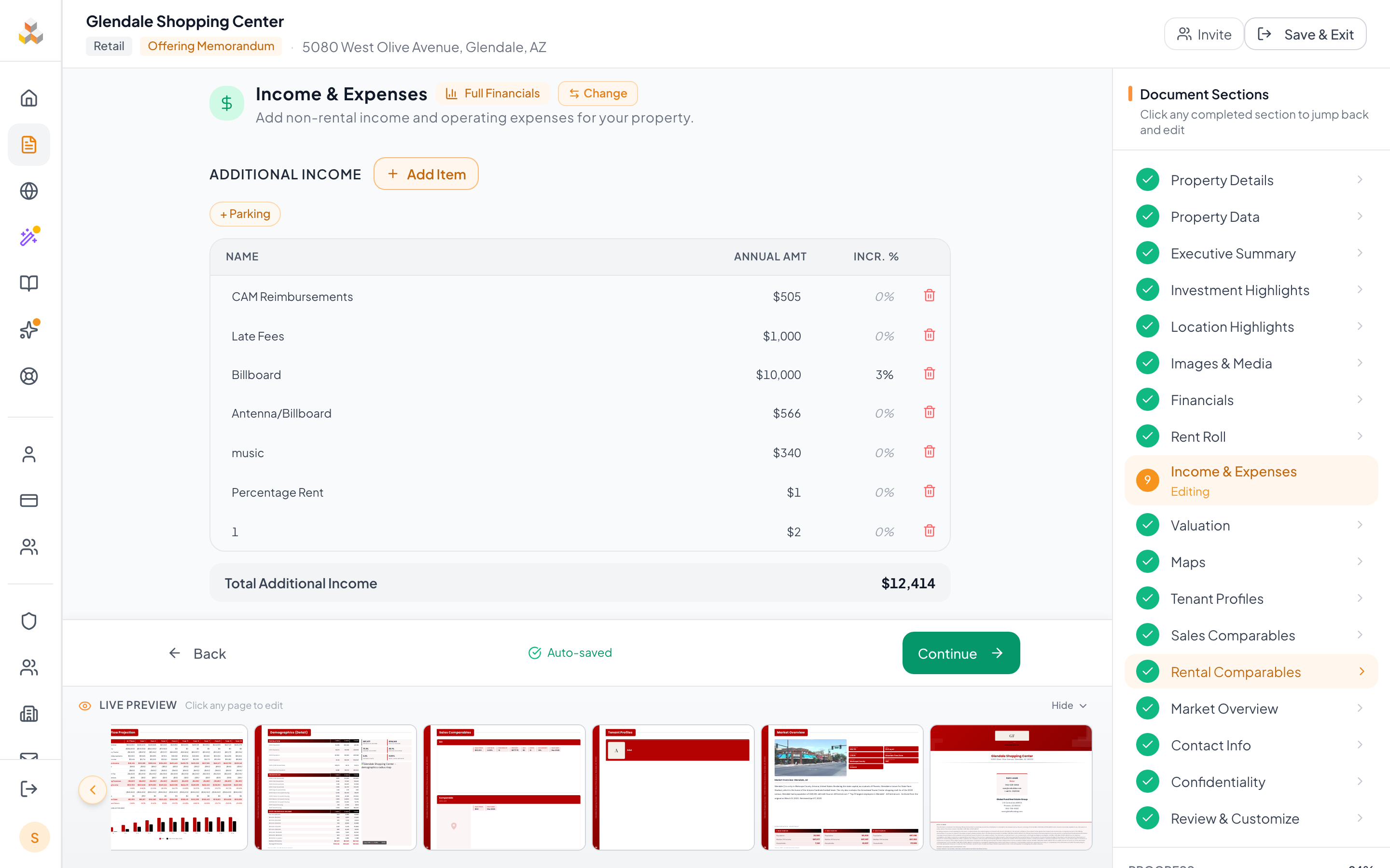 Rental Comparables step