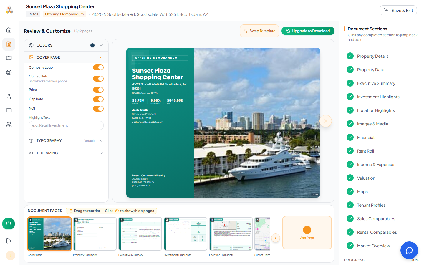Text style overlay showing font size and line height dropdowns positioned over a text section