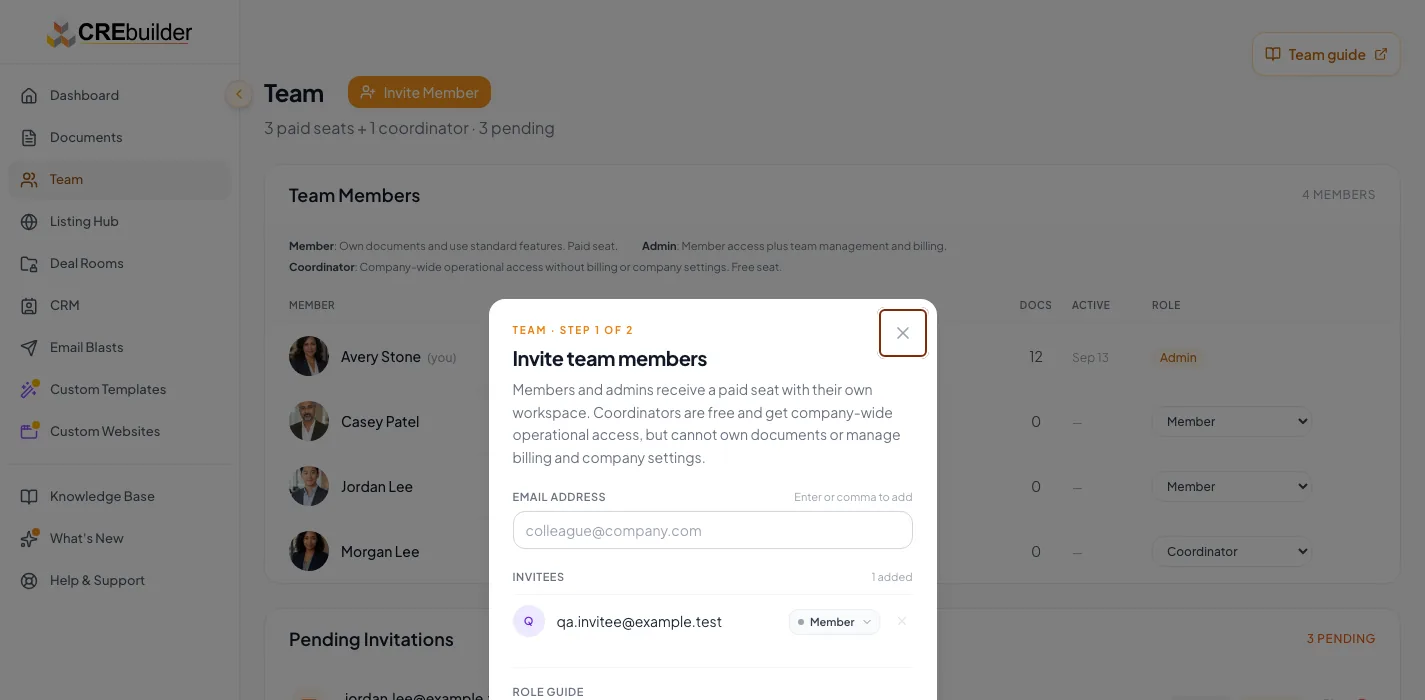 Show the valid team state after the seat, role, or invitation issue is corrected.