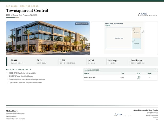 Mixed-Use For Lease Flyer, heritage layout
