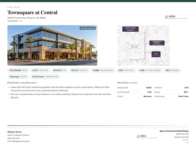 Mixed-Use For Sale Flyer, heritage layout
