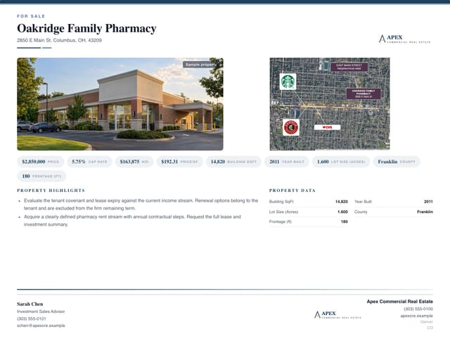 Net Lease For Sale Flyer, premium layout