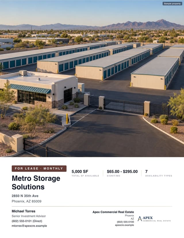 Self-Storage Leasing Package, classic layout