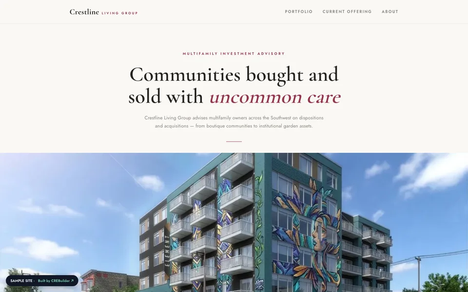 Crestline Living Group sample commercial real estate website