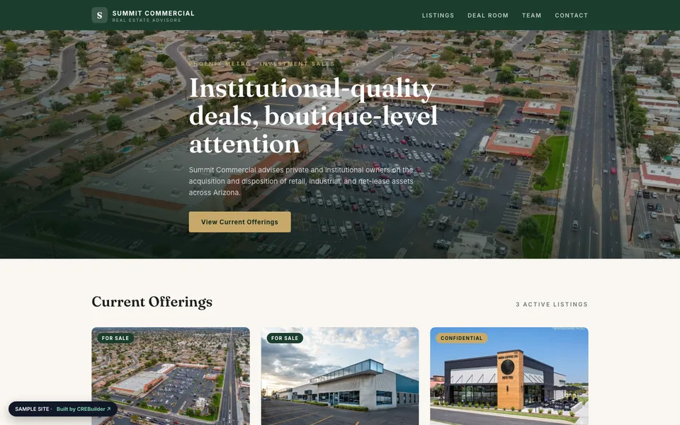 Summit Commercial Real Estate sample commercial real estate website